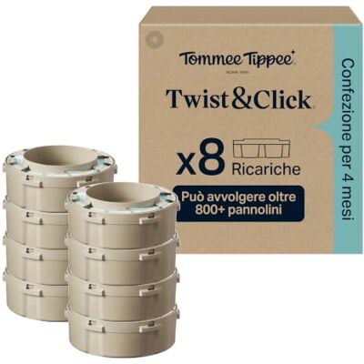 Tommee Tippee Ricariche originali per mangiapannolini Twist & Click confezione esclusiva da 8 ricariche di 10, 5 metri l’una, praticità e risparmio, 8 X 10, 5 m (la confezione può variare) Tommee Tippee Ricariche originali per mangiapannolini Twist & Click confezione esclusiva da 8 ricariche di 10, 5 metri l’una, praticità e risparmio, 8 X 10, 5 m (la confezione può variare)