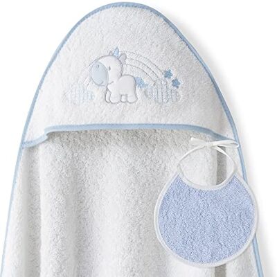 Interbaby Asciugamano Mantellina con cappuccio per bambini con bablagino Unicorno Nuvole bianco blu Interbaby Asciugamano Mantellina con cappuccio per bambini con bablagino Unicorno Nuvole bianco blu