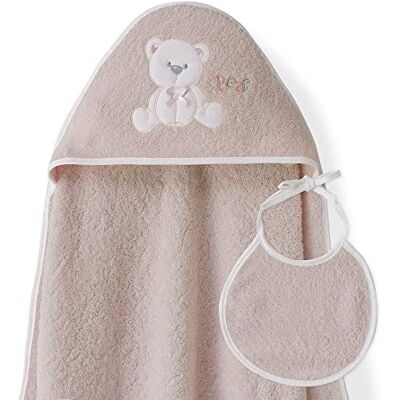 Interbaby Asciugamano Mantellina con cappuccio per bambini con bablagino Orso Lazo rosa chiaro Interbaby Asciugamano Mantellina con cappuccio per bambini con bablagino Orso Lazo rosa chiaro