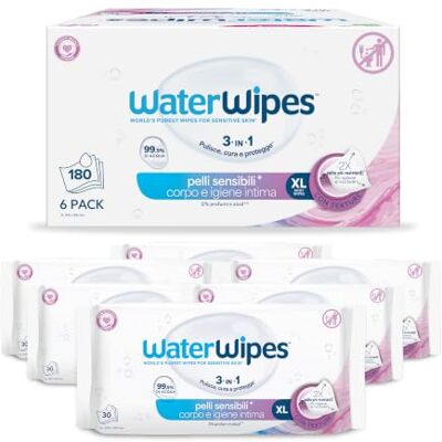WaterWipes Sensitive+ Body & Intimate XL Wipes, 99,9% Acqua, senza profumo WaterWipes Sensitive+ Body & Intimate XL Wipes, 99,9% Acqua, senza profumo