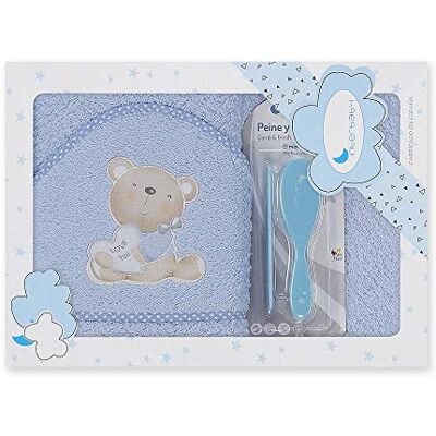 Interbaby Amazon Accappatoio per bambini con cappuccio Love blu, set di pettini Interbaby Amazon Accappatoio per bambini con cappuccio Love blu, set di pettini