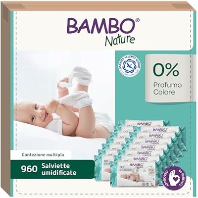 Bambo Nature Salviette Umidificate Delicate Bambini 12x80 pz Confezione multipla di salviette umidificate Senza profumo e ipoallergeniche Adatte alle pelli sensibili e ai neonati Bambo Nature Salviette Umidificate Delicate Bambini 12x80 pz Confezione multipla di salviette umidificate Senza profumo e ipoallergeniche Adatte alle pelli sensibili e ai neonati