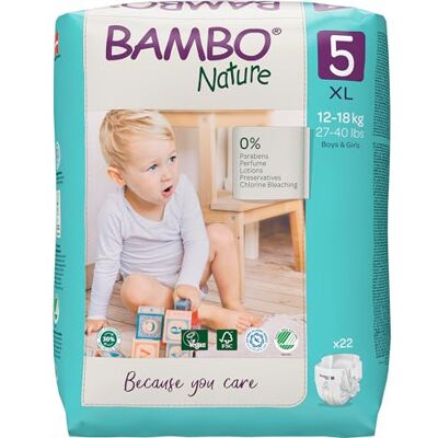 Bambo Nature Junior 12-18 kg, bianco, taglia 5 (1 X confezione da 22) Bambo Nature Junior 12-18 kg, bianco, taglia 5 (1 X confezione da 22)