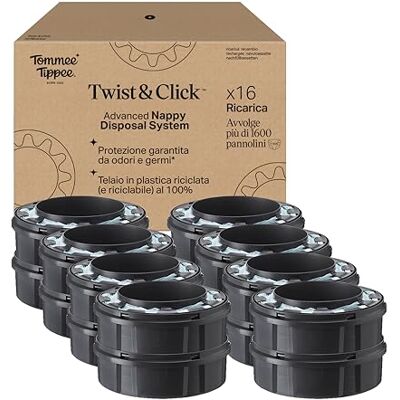 Tommee Tippee Ricariche originali per mangiapannolini Twist & Click confezione esclusiva da 16 ricariche di 10, 5 metri l’una, praticità e risparmio, 16 X 10, 5 m (la confezione può variare) Tommee Tippee Ricariche originali per mangiapannolini Twist & Click confezione esclusiva da 16 ricariche di 10, 5 metri l’una, praticità e risparmio, 16 X 10, 5 m (la confezione può variare)