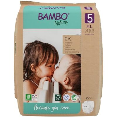 Bambo Nature Pannolini per bambini taglia 5 (12-18 kg) 22 pannolini Premium con protezione dalle perdite migliorata Massimo comfort e libertà per i bambini attivi Dermatologicamente testat Bambo Nature Pannolini per bambini taglia 5 (12-18 kg) 22 pannolini Premium con protezione dalle perdite migliorata Massimo comfort e libertà per i bambini attivi Dermatologicamente testat