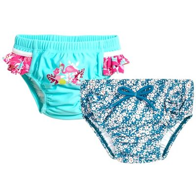 Playshoes Pannolini da Bagno Unisex per Neonati e Bambini (Confezione da 2), Fiori di Petrolio + Fenicottero, 62/68 cm Playshoes Pannolini da Bagno Unisex per Neonati e Bambini (Confezione da 2), Fiori di Petrolio + Fenicottero, 62/68 cm