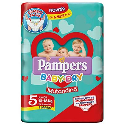 Pampers baby dry mutandino tg 5 junior 12-18 kg 15 pannolini Pampers baby dry mutandino tg 5 junior 12-18 kg 15 pannolini