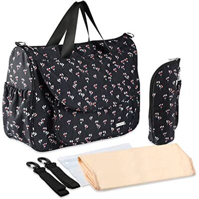 SONARIN Multifunzione Borsa Fasciatoio per Neonato, Cambio e Pannolini da Viaggio Impermeabile con Fasciatoio, Bottiglia & Ganci Passeggino (Blu Scuro) SONARIN Multifunzione Borsa Fasciatoio per Neonato, Cambio e Pannolini da Viaggio Impermeabile con Fasciatoio, Bottiglia & Ganci Passeggino (Blu Scuro)