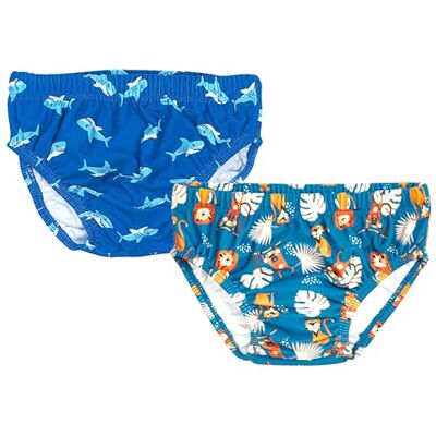 Playshoes Pannolini da Bagno Unisex per Neonati e Bambini (Confezione da 2), Giungla + squalo, 74/80 cm Playshoes Pannolini da Bagno Unisex per Neonati e Bambini (Confezione da 2), Giungla + squalo, 74/80 cm