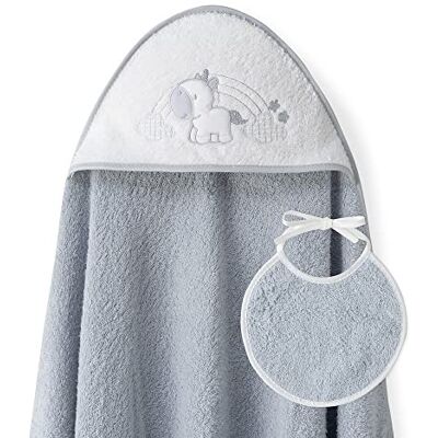 Interbaby Asciugamano Mantellina con cappuccio per bambini con bablagino Unicorno Nuvole grigio Interbaby Asciugamano Mantellina con cappuccio per bambini con bablagino Unicorno Nuvole grigio