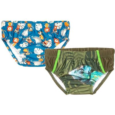 Playshoes Pannolini da Bagno Unisex per Neonati e Bambini (Confezione da 2), Giungla + Camaleonte, 62/68 cm Playshoes Pannolini da Bagno Unisex per Neonati e Bambini (Confezione da 2), Giungla + Camaleonte, 62/68 cm