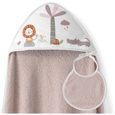 Interbaby Asciugamano Mantellina con cappuccio per bambini con bablagino Leone palma rosa chiaro Interbaby Asciugamano Mantellina con cappuccio per bambini con bablagino Leone palma rosa chiaro