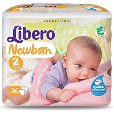 libero Pannolini Newborn Misura 2 Kg 3/6-216 pezzi (6 pacchi da 36) libero Pannolini Newborn Misura 2 Kg 3/6-216 pezzi (6 pacchi da 36)
