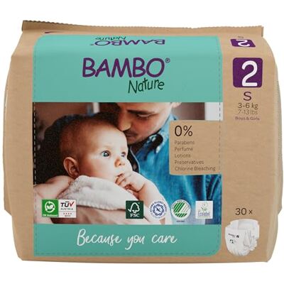 Bambo Nature Pannolini taglia 2 (3-6 kg) 30 pz pannolini con protezione dalle perdite migliorata Massimo comfort e libertà per i neonati Dermatologicamente testati Bambo Nature Pannolini taglia 2 (3-6 kg) 30 pz pannolini con protezione dalle perdite migliorata Massimo comfort e libertà per i neonati Dermatologicamente testati