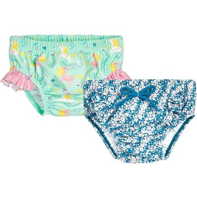 Playshoes Pannolini da Bagno Unisex per Neonati e Bambini (Confezione da 2), Fiori di Petrolio + Unicorno, 86/92 cm Playshoes Pannolini da Bagno Unisex per Neonati e Bambini (Confezione da 2), Fiori di Petrolio + Unicorno, 86/92 cm