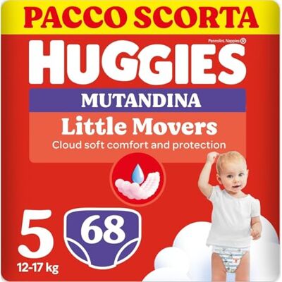 Huggies Little Movers Taglia 5 (12-17 Kg) Pannolini Mutandina 68 Pz Huggies Little Movers Taglia 5 (12-17 Kg) Pannolini Mutandina 68 Pz