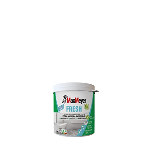 MAXMEYER Pittura per interni Bagni& Cucine Fresh A+ e priva di formaldeide BIANCO 0,75 L