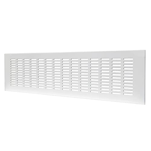 La Ventilazione GF410B Griglia Rettangolare da Incasso, Alluminio Verniciato 400x100 mm, Bianco