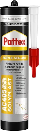 Pattex AC 405 Acril Muro Silicone bianco per applicazioni su muri, Adesivo muro elastico e verniciabile, Funziona come uno stucco per muro per il risanamento di crepe e fessure, 1 x 300 ml