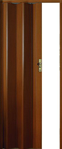 Forte Porta a Soffietto Elly in PVC, Resistente agli urti, Riducibile, Kit completo di serratura, L83 x H214 cm, Effetto Legno scuro venato