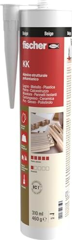 Fischer KK Colla Adesivo Strutturale di Montaggio Resistente all'Acqua, per Mobili, Legno, Serramenti, PVC, Pietra, Calcestruzzo e Cartongesso