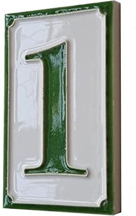 Generic Numeri civici in ceramica italiana dipinta a mano con numeri di piastrelle dal design semplice verde, dimensioni delle piastrelle: 11 cm x 7 cm (numero verde 1)