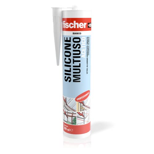 Fischer Silicone Acetico Multiuso Bianco SAM 280 ml, Sigillante Antimuffa per Vetro, Alluminio, Smalto, Ceramica, Adatto per Bagno e Cucina, 9350