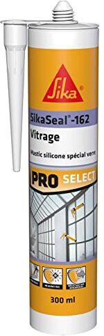 SIKA Seal-162 Vetri, Nero, Sigillante Silicone Speciale guarnizioni per vetri, verande, serre e piastrelle, Interni ed Esterni, 300ml