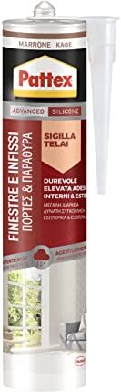 Pattex Silicone Sigillante Finestre Infissi, Marrone, Neutro a Basso Modulo, Elastico, per Serramenti, Porte, per Interni ed Esterni, Inodore, Cartuccia da 280 ml