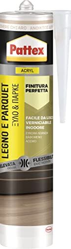 Pattex Legno E Parquet, Sigillante Color Rovere Chiaro, Silicone Sigillante per Legno e Parquet Inodore e Facile da Lisciare, Colla per Legno Verniciabile e Carteggiabile, 1 Cartuccia da 280 ml