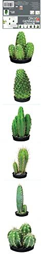 PLAGE Cactus Decorazione Adesiva per Piastrelle, Vinile, Verde, 15 x 3 x 15 cm, 6 Pezzi