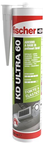 Fischer KD ULTRA 60 Bianco, Sigillante Adesivo Forte MS Polimerico Resistente agli Agenti Atmosferici, Multimateriale, per Interni ed Esterni, Verniciabile e Levigabile 290 ml