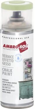 Ambro-Sol V404VS Smalto / Vernice Effetto Gesso, a Base di Acqua con Effetto Ultra Opaco, per Uso Interno e Esterno, Bomboletta Spray in Banda Stagnata Riciclabile 400 ml, Verde Salvia