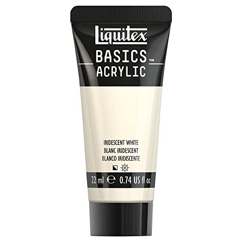 LIQUITEX Basics, Pittura Acrilica, Pigmenti per Artisti Monopigmentati, Resistente alla Luce, Durevole nel Tempo, Finitura Satinata, Tubetti da 22 ml, Bianco Iridescente