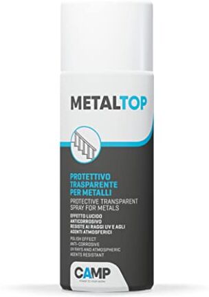 CAMP Metal Top, Spray Protettivo trasparente per metalli, Anti-graffio, Idrorepellente, Inalterabile nel tempo, Resistente a raggi UV, 400 ml