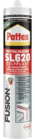 Pattex Sigillante Silicone SL620 Serramenti ed Edilizia, Sigillante Neutro a Basso Modulo, Resiste alle Muffe, agli Agenti Atmosferici, ad Acidi e Basi Diluiti, ai Raggi UV, Cartuccia da 300ml