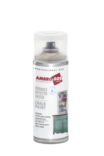 Ambro-Sol V404TF Smalto / Vernice Effetto Gesso, a Base di Acqua con Effetto Ultra Opaco, per Uso Interno e Esterno, Bomboletta Spray in Banda Stagnata Riciclabile 400 ml, Trasparente Finale