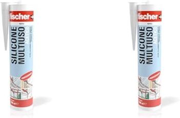 Fischer Silicone Acetico Multiuso Nero SAM 280 ml, Sigillante Antimuffa per Vetro, Alluminio, Smalto, Ceramica, Adatto per Bagno e Cucina,  (Confezione da 2)