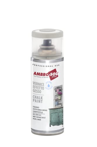 Ambro-Sol V404GS Smalto / Vernice Effetto Gesso, a Base di Acqua con Effetto Ultra Opaco, per Uso Interno e Esterno, Bomboletta Spray in Banda Stagnata Riciclabile 400 ml, Grigio Seta