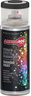 Ambro-Sol Smalto / Vernice Finiture Speciali Diamantati, Smalto Metallizzato a Base di Glitters Perlescenti, Bomboletta Spray in Banda Stagnata Riciclabile 400 ml, Nero