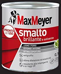 MAXMEYER Smalto a solvente per ferro e legno brillante NERO R9005 0,750 L