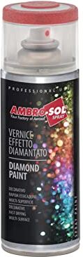 Ambro-Sol Smalto / Vernice Finiture Speciali Diamantati, Smalto Metallizzato a Base di Glitters Perlescenti, Bomboletta Spray in Banda Stagnata Riciclabile 400 ml, Rosso