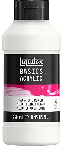 LIQUITEX Basics Medium liquido brillante, conferisce una finitura lucida durevole e aumenta la brillantezza della vernice acrilica Flacone da 250 ml