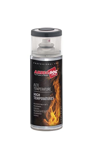 Ambro-Sol Smalto / Vernice Alte Temperature, Consente di Rinnovare le Superfici Soggette ad Alte Temperature, Bomboletta Spray in Banda Stagnata Riciclabile 400 ml, Grigio Antracite