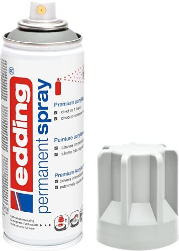 Edding 5200 Spray Permanente, Grigio Chiaro Opaco, 200 Ml, Vernice Acrilica Premium per Dipingere e Decorare Vetro, Metallo, Legno, Ceramica, Plastica, Tela, Smalto Acrilico, Vernice Spray