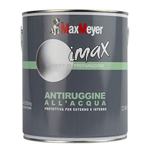 MAXMEYER Fondo antiruggine all'acqua per interni ed esterni GRIGIO 2,5 L