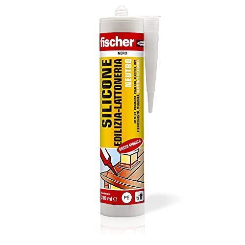 Fischer , Silicone Sigillante SBM 310 Nero, Neutro a Basso Modulo, Elastico, Senza Solventi, per Edilizia, Lattoneria, Facciate, Vetrate, Inodore, uso Esterno / Interno,