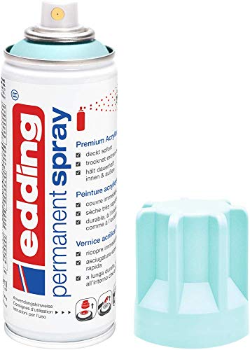 Edding 5200 Spray Permanente, Blu Pastello Opaco, 200 Ml, Vernice Acrilica Premium per Dipingere e Decorare Vetro, Metallo, Legno, Ceramica, Plastica, Tela, Smalto Acrilico, Vernice Spray