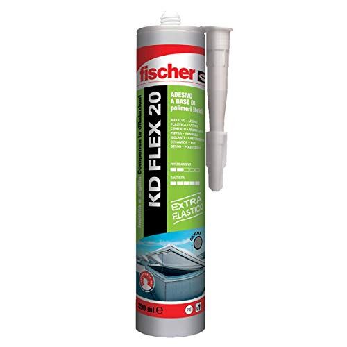 Fischer KD FLEX 20 Grigio, Sigillante adesivo per sigillatura e incollaggio di giunzioni soggette a dilatazioni, 290 ml,