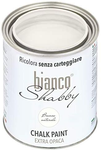 bianco Shabby CHALK PAINT Bianco Naturale per Mobili e Pareti Pittura Shabby Chic Vintage EXTRA OPACA (1 Litro)